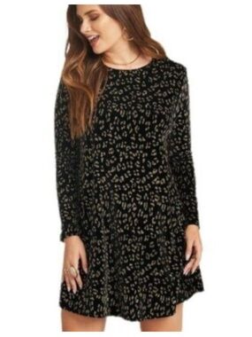 Show Me Your MuMu Black Long-Sleeve glitter cheetah print swing dress